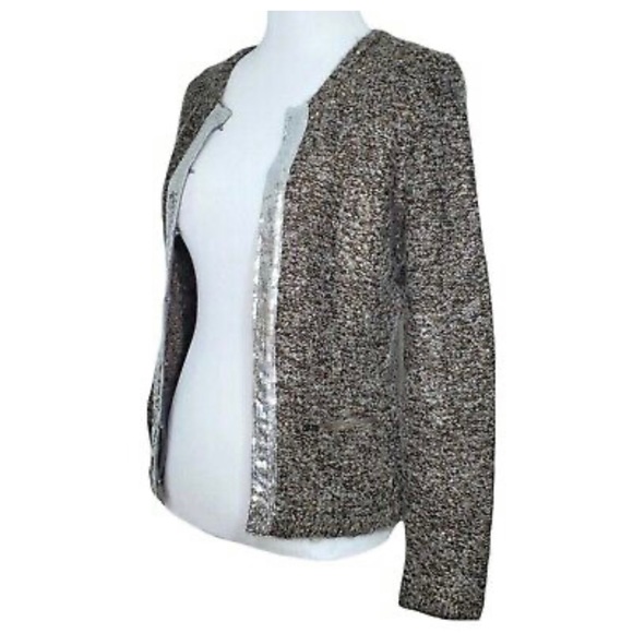 Banana Republic Cardigan M Fine Merino Wool Hook Closure Sequins - Picture 10 of 10
